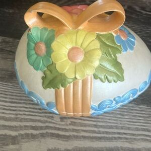 Ceramic hand painted egg candy dish